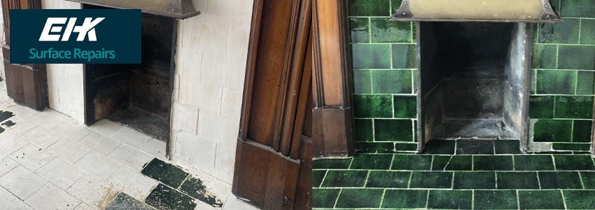  Ceramic Tile Surface Repairs, Porcelain Tiles & Quarry Tiles repaired | Cosmetic Surface Repairs to stone Hearths, Fire surrounds and Fireplaces | Worktop and Counter Surface Repairs chips, Stains cracks to all colours 
